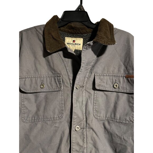 Woolrich Drifter Chore Jacket Gray Sherpa Lined Cotton Shell Men XXL Vintage 90s - Picture 5 of 11